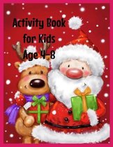 Christmas Activity Book for Kids - Ages 4-8 size 8.5 x11  inch Santa Theme