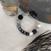 Speenkoord met naam 'zebra - marble - grijs - zwart'