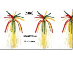 10x Super hang fontein met slierten 120cm rood/geel/groen  BRANDVEILIG - Carnaval hang decoratie thema feest festival party
