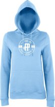 FitProWear  Hoodie Dames Badge - Lichtblauw  - Maat XXL - Dames  - Trui - Slim Fit - Slim Fit Trui - Getailleerde trui - Trui getailleerd - Sporttrui - Sweater - Hoodie - Katoen /