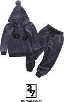 Grijze Velvet Hoodie Set | 12 - 18 maanden | Babymode | BuySafe24/7