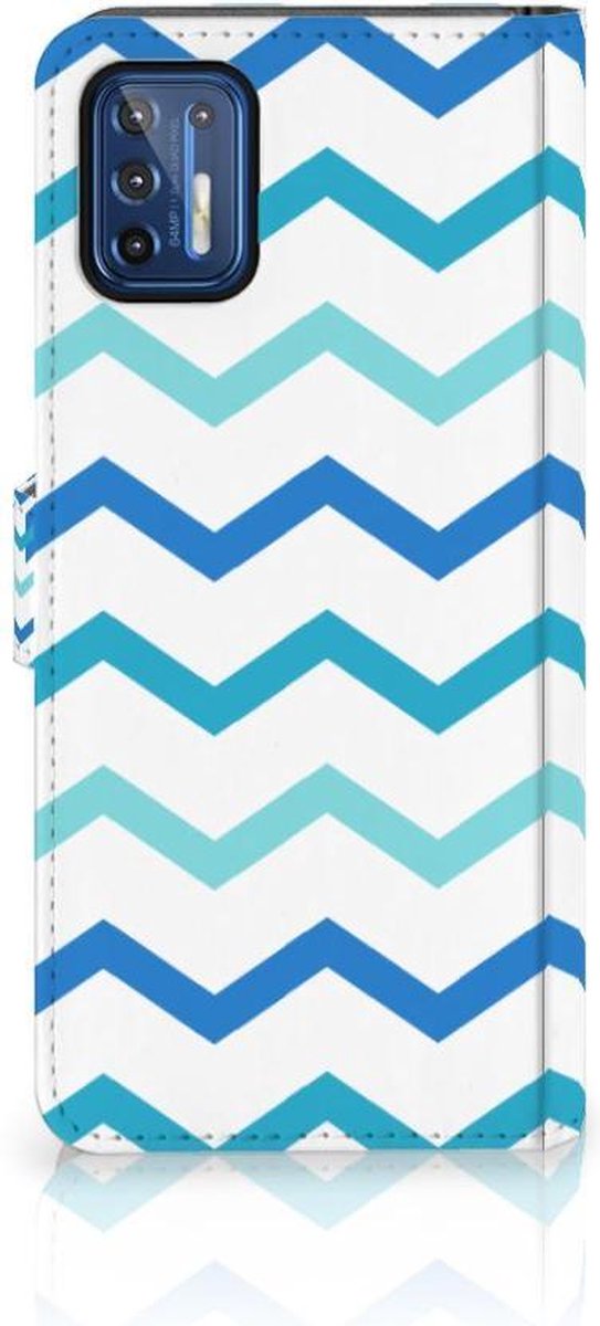 Motorola Moto G9 Plus Telefoon Hoesje Zigzag Blauw