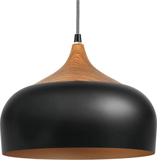 Robuuste Hanglamp zwart met binnenzijde goudkleurig, inclusief x 8W LED... | bol.com