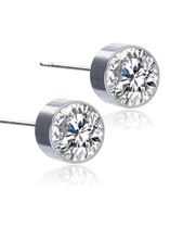 Aramat jewels ® - Aramat jewels-oorstekers-zirkonia- zweerknopjes-transparant- chirurgisch staal- 6mm-zilverkleurig