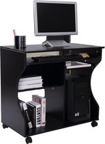 Compact Bureau - Schrijftafel - Computerbureau - Bureautafel - Bureau - Verrijdbaar - 80 x 48 x 76 cm - Zwart