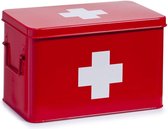 Eerste Hulp Box Metaal Rood Groot - Klassieke EHBO kist/doos van Metaal -  32 x 19,5 x 20