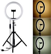 LED Ringlamp met Statief 14 Inch / 36 cm Inclusief Smartphone Houder - Verstelbaar 32-160 CM