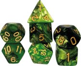 Blazium - DnD dice set - Inclusief velvet bewaarzakje - Green & Black - Dungeons and Dragons dobbelstenen
