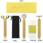 3 In 1 Energie Beauty Bar 24K Gouden Vibrerende Facial Roller Massager Gezicht Lifting Anti-Rimpel Huidverzorging Roller Bal | FaQood