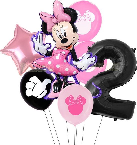 mentaal boter Beroemdheid 7 stuks ballonnen Minnie Mouse thema - verjaardag - 2 jaar | bol.com