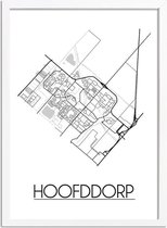 Hoofddorp Plattegrond poster A4 + fotolijst wit (21x29,7cm) - DesignClaud