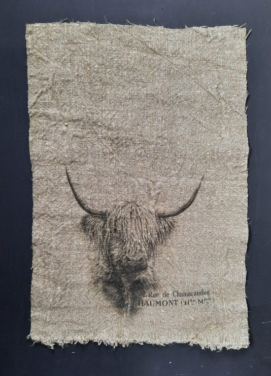 Shabby doek Schotse hooglander 30 x 45 cm