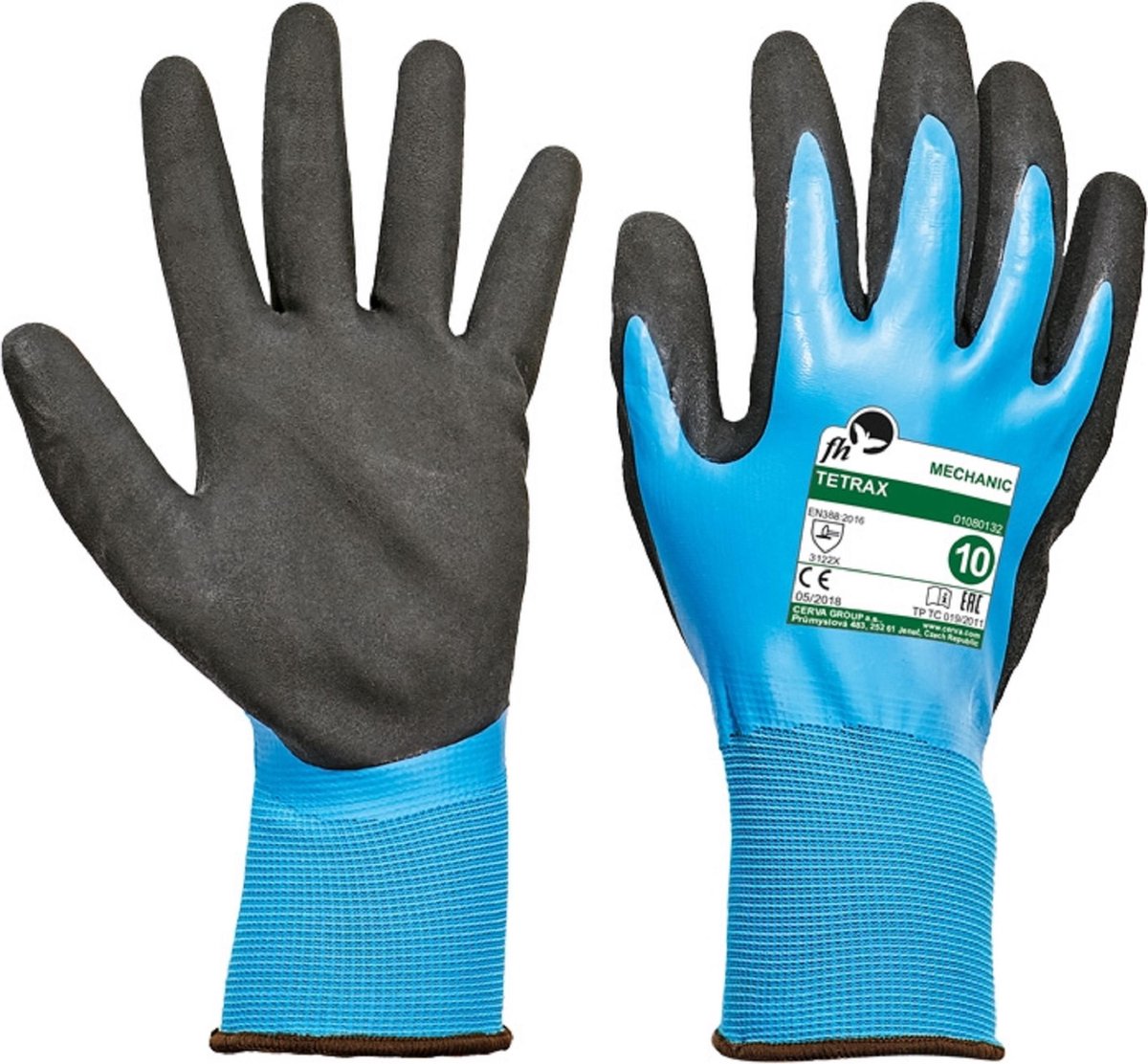 Vloeistofdichte handschoen met grip Tetrax maat 9 - 6 paar