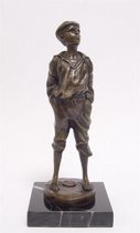 Het fluitende jongetje - Bronzen beeld - Gedetailleerd sculptuur - 21 cm hoog