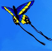 Apeirom Vlieger Blue Yellow Butterfly maat 0.70 meter breed en 1.30 meter hoog. Feel the wind!