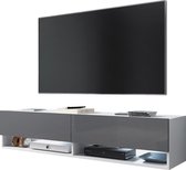 Maison’s Tv meubel – Tv Kast meubel – Tv meubel – Tv Meubels – Tv meubels Wit – Grijs – Wander – LED Verlichting – 140x30x32,5