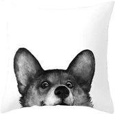 Dieren kussenhoes hond - Black and White - Sierkussen - 45x45 cm