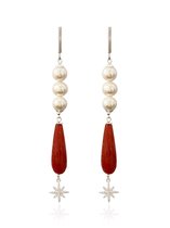 ZATTHU JEWELRY - N21FW237 - EDEN OORBELLEN MET PARELS - ZILVER ROOD