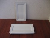 6x plat bord rechthoek 24x12cm brede rand borden porselein ideaal voor dessert amuse tapas hotelporselein