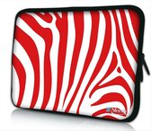 Sleevy 10 laptop/tablet hoes rode zebraprint - tablet sleeve - sleeve - universeel