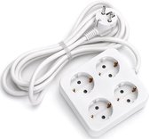 Verlengsnoer - Aigi Urvan - 3680W - 4 Stopcontacten - 1.5 Meter - Wit | Nederland - BES LED