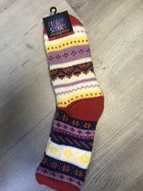 Fleece socks - Huissokken Geel/Rood maat 39-42 Antislip & Warme binnenvoering