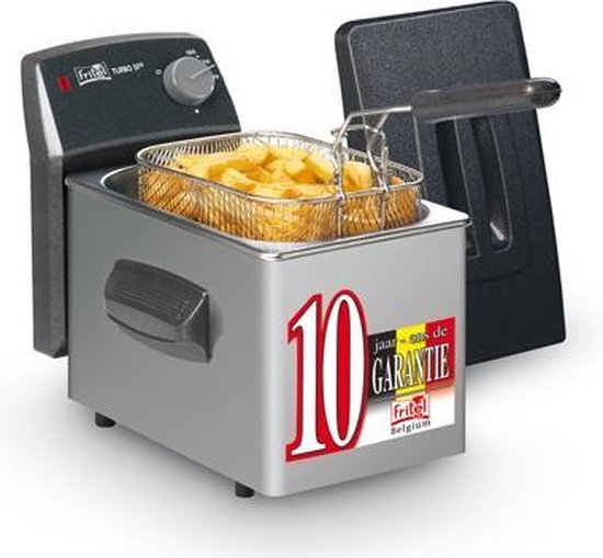 FRITEL Frituurpan - Turbo SF® 4049 - Frietketel met Antistofdeksel - Friteuse voor Olie + Vast Vet - 1-2 pers. Frituurketel - 1800W - 2L