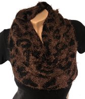 Gebreide Colsjaal - Ronde Sjaal - Bruin/Zwart - 70 x 30 cm (143)