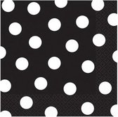 Servetten - polka dots - zwart - 25 X 25 cm - 16 stuks