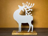 Woodart - Grijs metalen Rendier - Kerst - 40 x 28 x 7,5 cm