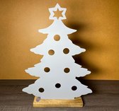 Woodart - Grijs metalen Kerstboom op hout - 54 x 40 x 7,5 cm