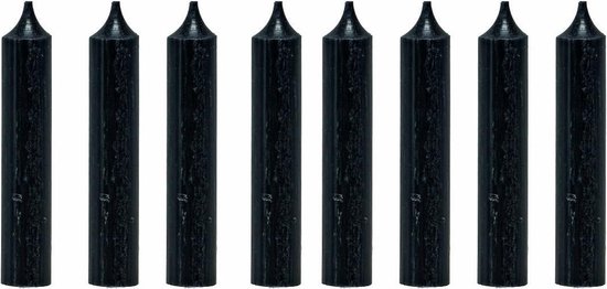 Branded By | Dinerkaarsen 12 cm | Zwart Black | 8 stuks | 5 branduren