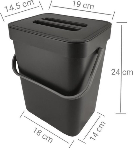 Prullenbak - zwart - ophangsysteem - 5 liter | bol.com