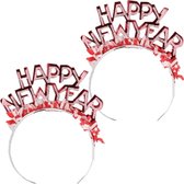 6x stuks haarband Happy New Year rood voor volwassenen - Diadeem hoofdband happy newyear