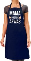 Mama doet de afwas cadeau katoenen schort blauw voor dames - verjaardagscadeau / kado schort