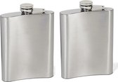 Set van 2x stuks rVS heupfles/zakflacon 200 ml - Platvink drankfles voor in de binnenzak