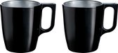 Set van 4x stuks koffiekopjes/bekers zwart 250 ml - Koffie/thee kopjes van keramiek