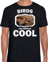 Dieren vogels t-shirt zwart heren - birds are serious cool shirt - cadeau t-shirt appelvink vogel/ vogels liefhebber XL
