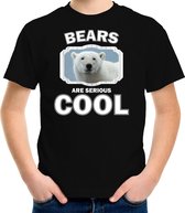 Dieren ijsberen t-shirt zwart kinderen - bears are serious cool shirt  jongens/ meisjes - cadeau shirt witte ijsbeer/ ijsberen liefhebber L (146-152)