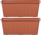 2x Terracotta kunststof Agro plantenbakken/bloembakken 40 cm - Tuin decoraties