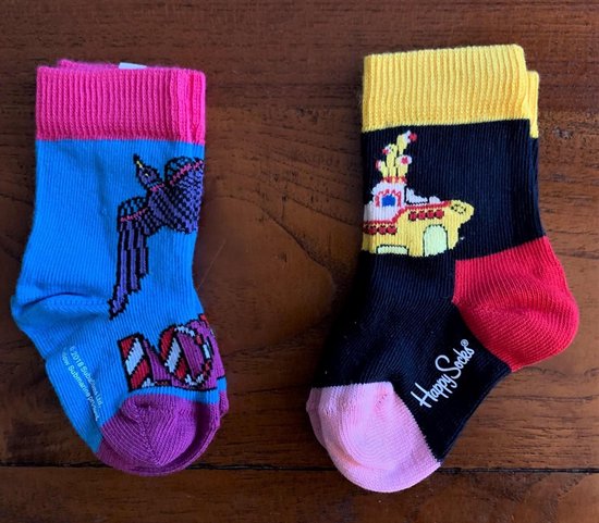 2 pack Happy socks, baby 0 -12 mnd / Beatles Yellow submarine