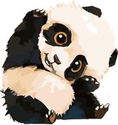 Schilderen op nummer |Inclusief | Frame | 30 x 40 cm | Schattige welp panda| Verven op nummer | Canvas | DIY | Cadeau | Familie | Paint by number | Kwasten | Verf | Hobby | Dieren