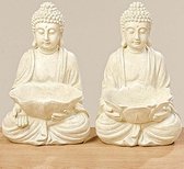boeddha beeld set van 2 stuks met waxineschaal