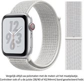 Witte Nylon Horloge Band Geschikt voor Apple Watch 1, 2, 3, 4, 5, 6, SE & Nike+ 42mm & 44mm "Mannenbreedte" Series  - Zacht Geweven Nylon - 42 mm en 44 mm - Wit