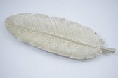 Glitter schaal veer, licht goud: 30 x 12 x 2 cm: aardewerk kerst