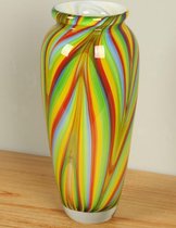 Glazen vaas kleurig 31 cm, SA-14, kleurrijke vaas, glasvaas, vaas glas, handgemaakte vaas