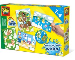 foto van SES Creative - My First - Kleuren met Water - Verborgen dieren – Verven - zonder geknoei - inclusief 4 kleurplaten en kwast - steeds opnieuw te gebruiken – 1 tot 4 jaar