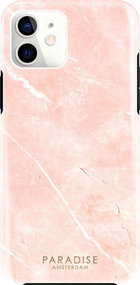 Paradise Amsterdam 'Mineral Peach' Fortified Phone Case - iPhone 12 Mini - roze steen marmer design telefoonhoesje