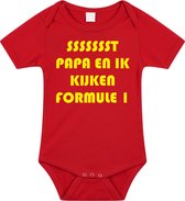 Rompertjes baby - papa en ik kijken formule 1 - baby kleding met tekst - kraamcadeau jongen - maat 68 rood