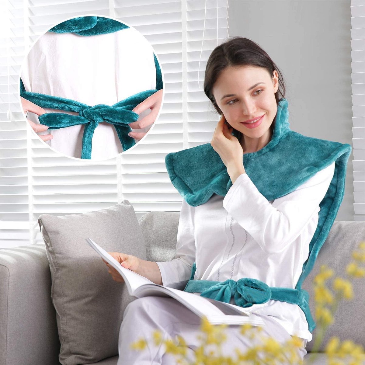 Coussin Chauffant Electrique pour le Dos, Les Épaules, Nuque, Couverture  Chauffante 60 x 85cm, 6 Température Réglable, 120 min Arrêt Automatique et  Protection Contre la Surchauffe, Lavable en Machine : : Hygiène et  Santé